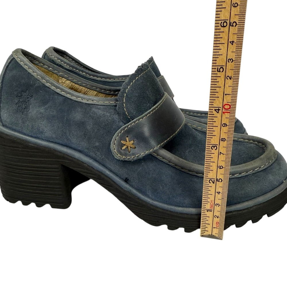 FLY London Blue Suede Loafers with Leather Trim Shoe Size 40 EU - Picture 9 of 10